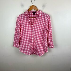 American Living Pink‎ Gingham Country Barbie Cowgirl Casual Blouse Top Small